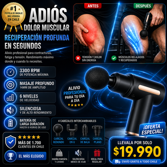 Pistola de Masaje Percusión Profesional ⚡ Alivio Muscular Instantáneo
